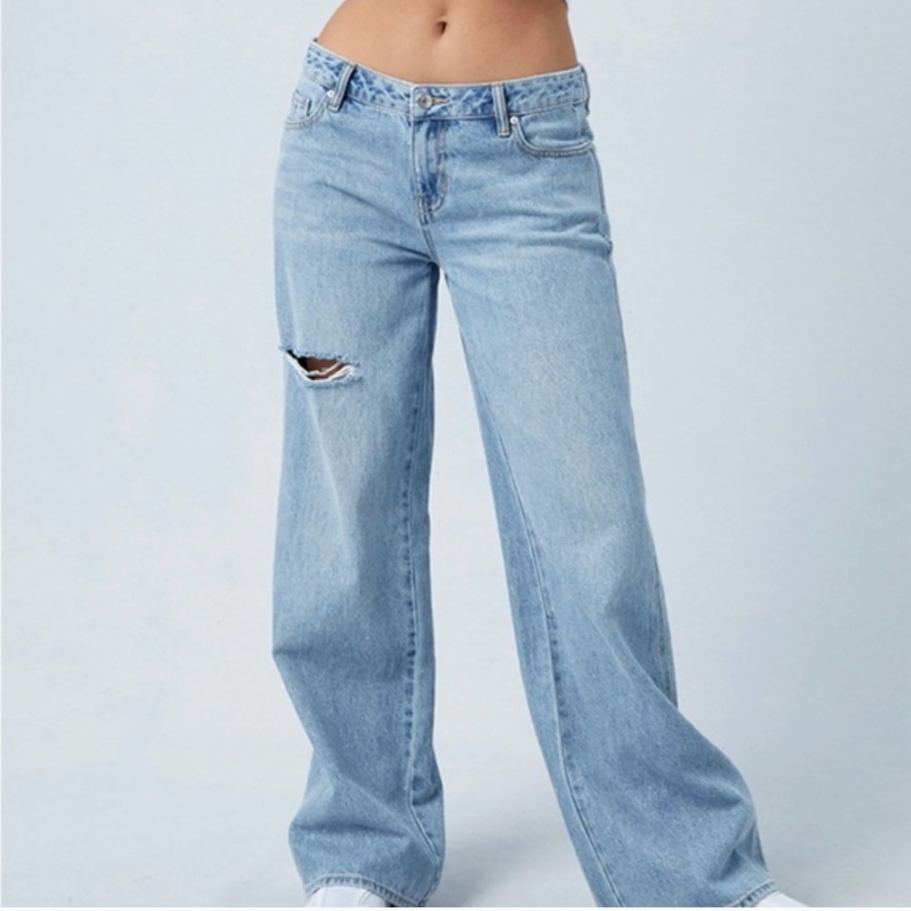 Pacsun Eco Light Indigo Glitter Low Rise Jeans Baggy Sz 30